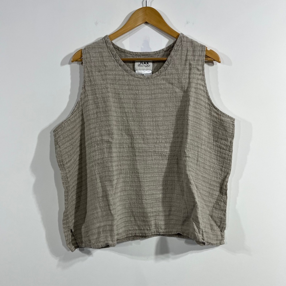 Flax Sleeveless Textured Tank Top in Light Taupe